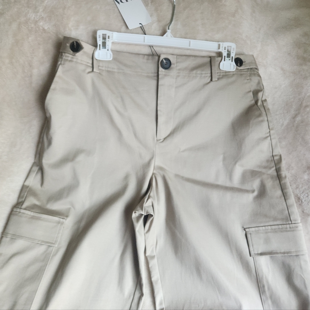 Zara cargo pants Straight Leg  Cargo Camel Sz L. M BNWT - Picture 7 of 12